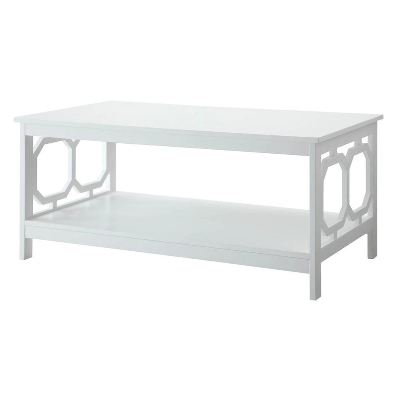 Multi-Color 2-Tier Coffee Table with Shelf, Geometric Cutout Style, Seats 1