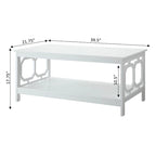 Multi-Color 2-Tier Coffee Table with Shelf, Geometric Cutout Style, Seats 1