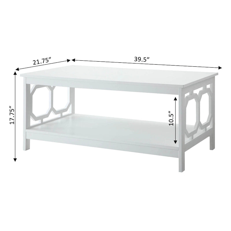 Multi-Color 2-Tier Coffee Table with Shelf, Geometric Cutout Style, Seats 1