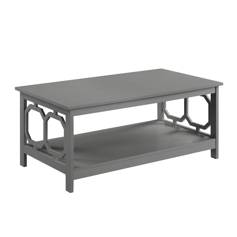 Multi-Color 2-Tier Coffee Table with Shelf, Geometric Cutout Style, Seats 1