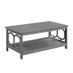 Multi-Color 2-Tier Coffee Table with Shelf, Geometric Cutout Style, Seats 1