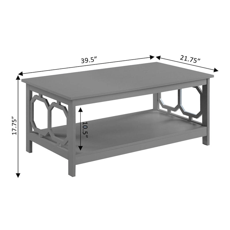 Multi-Color 2-Tier Coffee Table with Shelf, Geometric Cutout Style, Seats 1