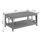 Multi-Color 2-Tier Coffee Table with Shelf, Geometric Cutout Style, Seats 1