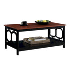 Multi-Color 2-Tier Coffee Table with Shelf, Geometric Cutout Style, Seats 1