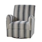 Black/Navy/Grey/Blue Jacobean Stripe Traditional Swivel Armchair, Single Seat