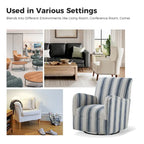 Black/Navy/Grey/Blue Jacobean Stripe Traditional Swivel Armchair, Single Seat