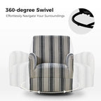 Black/Navy/Grey/Blue Jacobean Stripe Traditional Swivel Armchair, Single Seat