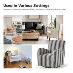 Black/Navy/Grey/Blue Jacobean Stripe Traditional Swivel Armchair, Single Seat