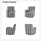 Black/Navy/Grey/Blue Jacobean Stripe Traditional Swivel Armchair, Single Seat