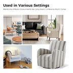 Black/Navy/Grey/Blue Jacobean Stripe Traditional Swivel Armchair, Single Seat