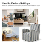 Black/Navy/Grey/Blue Jacobean Stripe Traditional Swivel Armchair, Single Seat
