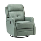 Tufted Leather Swivel Recliner Chair with Metal Base, Single Seat