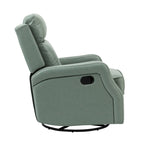 Tufted Leather Swivel Recliner Chair with Metal Base, Single Seat