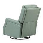 Tufted Leather Swivel Recliner Chair with Metal Base, Single Seat