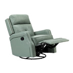 Tufted Leather Swivel Recliner Chair with Metal Base, Single Seat