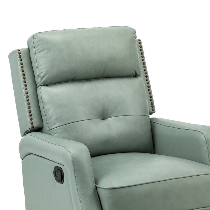 Tufted Leather Swivel Recliner Chair with Metal Base, Single Seat