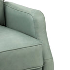 Tufted Leather Swivel Recliner Chair with Metal Base, Single Seat