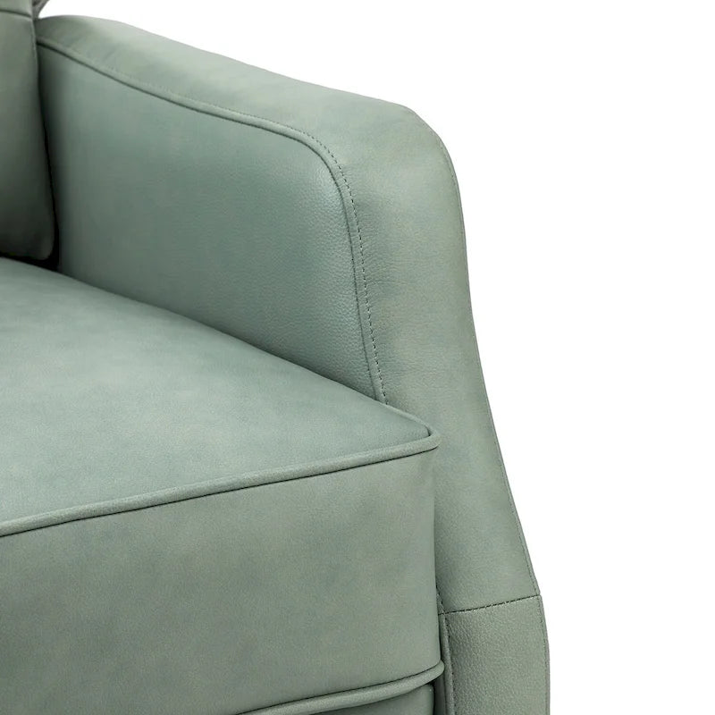 Tufted Leather Swivel Recliner Chair with Metal Base, Single Seat