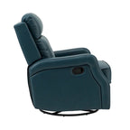 Tufted Leather Swivel Recliner Chair with Metal Base, Single Seat