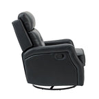 Tufted Leather Swivel Recliner Chair with Metal Base, Single Seat