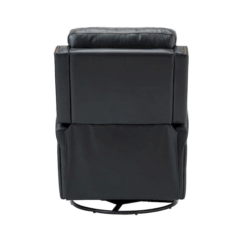 Tufted Leather Swivel Recliner Chair with Metal Base, Single Seat