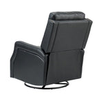Tufted Leather Swivel Recliner Chair with Metal Base, Single Seat