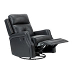 Tufted Leather Swivel Recliner Chair with Metal Base, Single Seat