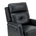 Tufted Leather Swivel Recliner Chair with Metal Base, Single Seat