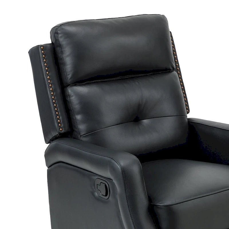 Tufted Leather Swivel Recliner Chair with Metal Base, Single Seat
