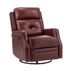 Tufted Leather Swivel Recliner Chair with Metal Base, Single Seat