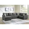 Charcoal / Linen 3-Piece Track-Arm Sectional with Chaise, Seats 4