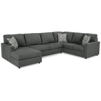 Charcoal / Linen 3-Piece Track-Arm Sectional with Chaise, Seats 4