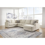 Charcoal / Linen 3-Piece Track-Arm Sectional with Chaise, Seats 4