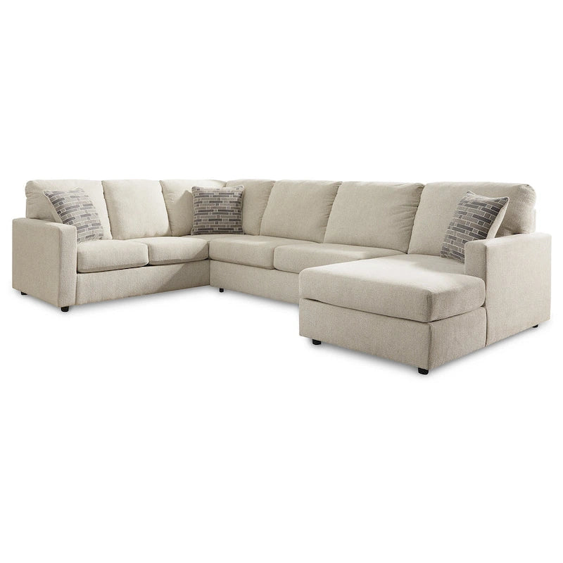 Charcoal / Linen 3-Piece Track-Arm Sectional with Chaise, Seats 4