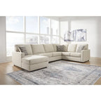 Charcoal / Linen 3-Piece Track-Arm Sectional with Chaise, Seats 4