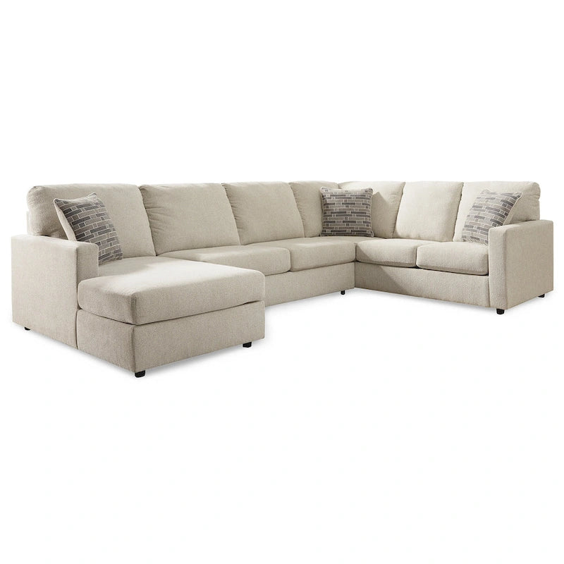 Charcoal / Linen 3-Piece Track-Arm Sectional with Chaise, Seats 4
