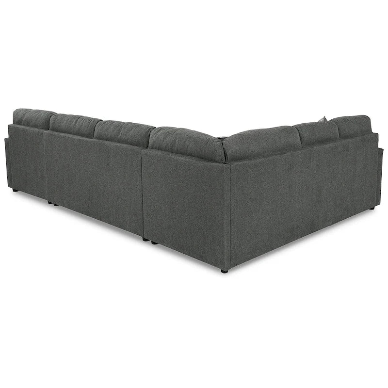 Charcoal / Linen 3-Piece Track-Arm Sectional with Chaise, Seats 4