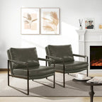 Cognac / Brown / Grey / Black / Reddish Brown Faux Leather Accent Armchair – Single or Set of 2