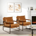 Cognac / Brown / Grey / Black / Reddish Brown Faux Leather Accent Armchair – Single or Set of 2