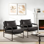 Cognac / Brown / Grey / Black / Reddish Brown Faux Leather Accent Armchair – Single or Set of 2