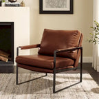 Cognac / Brown / Grey / Black / Reddish Brown Faux Leather Accent Armchair – Single or Set of 2