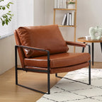 Cognac / Brown / Grey / Black / Reddish Brown Faux Leather Accent Armchair – Single or Set of 2