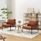 Cognac / Brown / Grey / Black / Reddish Brown Faux Leather Accent Armchair – Single or Set of 2
