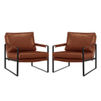 Cognac / Brown / Grey / Black / Reddish Brown Faux Leather Accent Armchair – Single or Set of 2