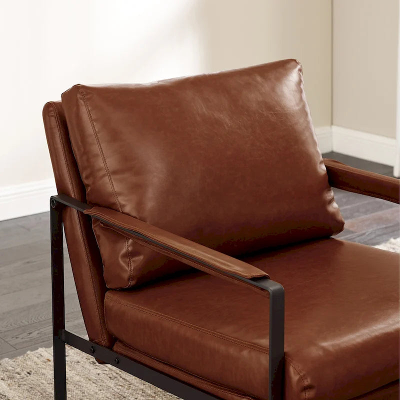 Cognac / Brown / Grey / Black / Reddish Brown Faux Leather Accent Armchair – Single or Set of 2