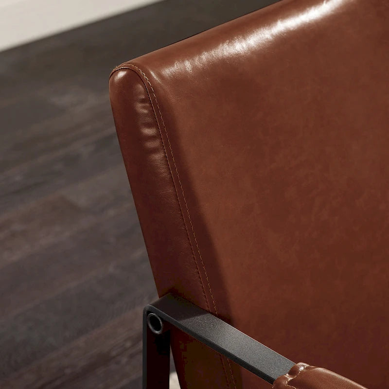 Cognac / Brown / Grey / Black / Reddish Brown Faux Leather Accent Armchair – Single or Set of 2