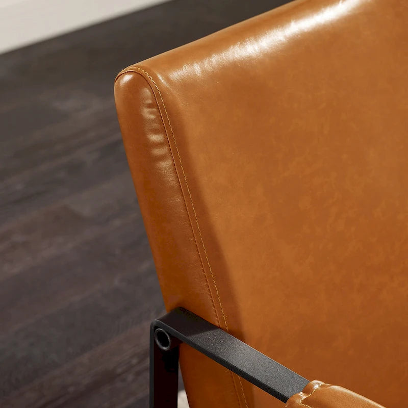 Cognac / Brown / Grey / Black / Reddish Brown Faux Leather Accent Armchair – Single or Set of 2