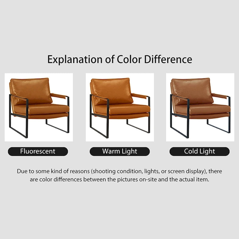 Cognac / Brown / Grey / Black / Reddish Brown Faux Leather Accent Armchair – Single or Set of 2
