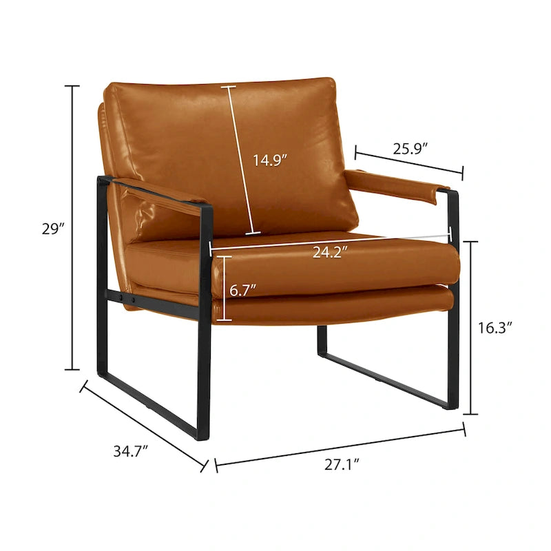 Cognac / Brown / Grey / Black / Reddish Brown Faux Leather Accent Armchair – Single or Set of 2