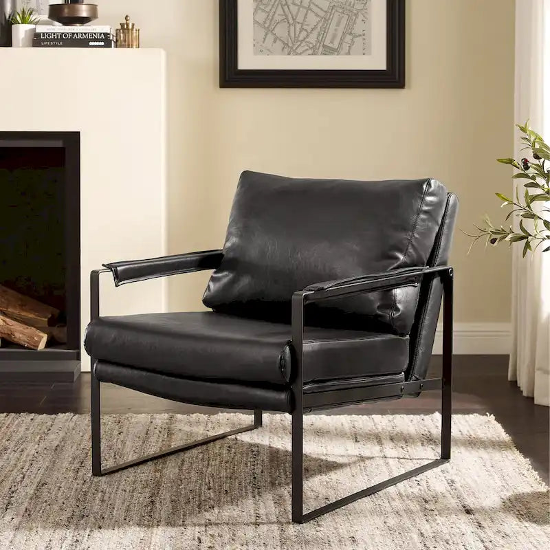 Cognac / Brown / Grey / Black / Reddish Brown Faux Leather Accent Armchair – Single or Set of 2